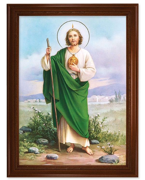 St. Jude Picture, 24"x31" Walnut Finish Frame with Fluted Detail , Italian Print # 22109