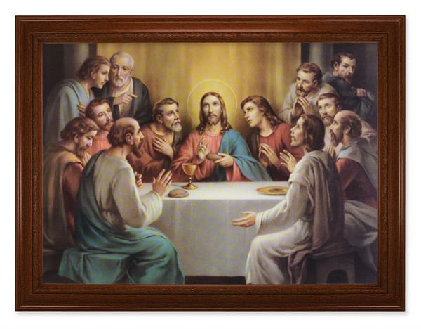 Bonella Last Supper Picture, 24"x31" Walnut Finish Frame with Fluted Detail , Italian Print # 22113