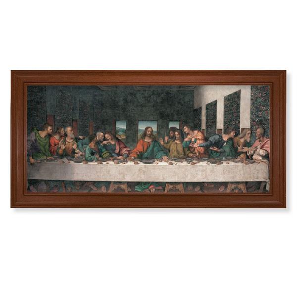 Da Vinci Last Supper, 15-1/4"x29-1/4 Walnut Finish Frame, Classic Fluting, Italian Print # 22116