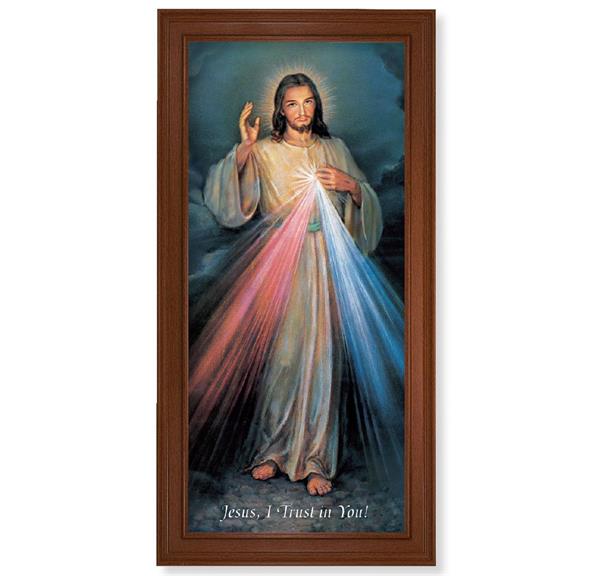 Divine Mercy Picture, 15-1/4"x29-1/4 Walnut Finish Frame, Classic Fluting, Italian Print # 22117