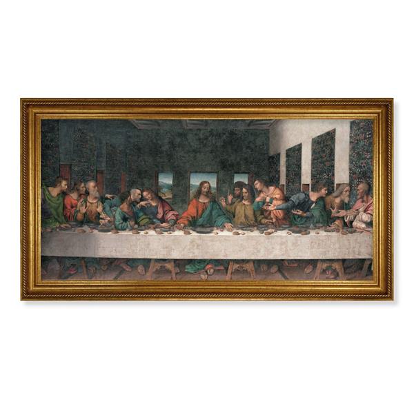 Da Vinci Last Supper Picture, 24"x44" Gold-Leaf Frame with Rope Edging, Print on Canvas # 22141