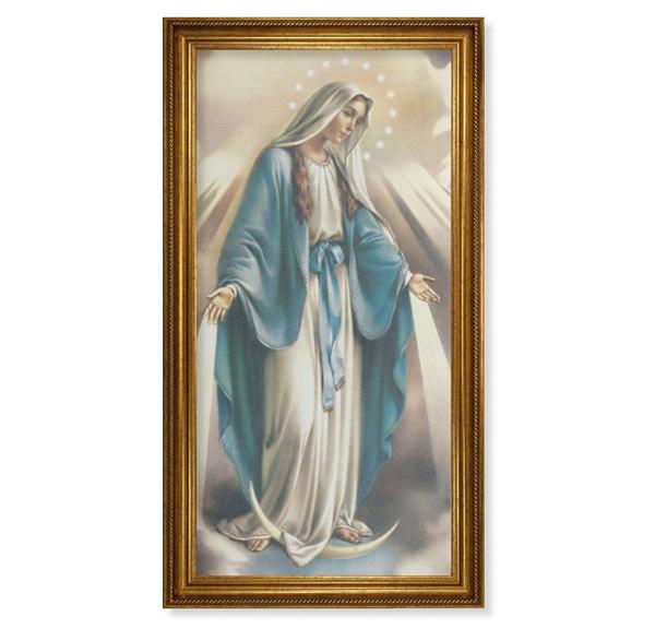 Our Lady of Grace Picture, 24"x44" Gold-Leaf Frame with Rope Edging, Print on Canvas # 22142
