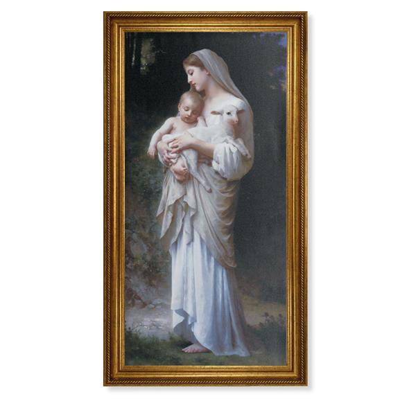 Bouguereau Divine Innocence Picture, 24"x44" Gold-Leaf Fame with Rope Edging, Print on Canvas # 22143