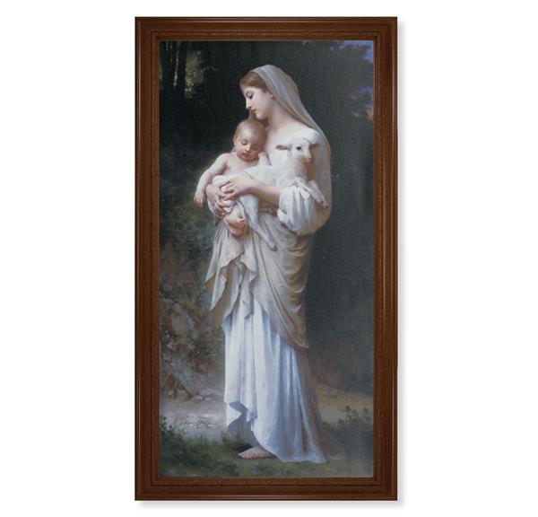 Bouguereau Divine Innocence Picture, 24"x44" Walnut Finish Frame, Classic Fluting, Print on Canvas # 22148
