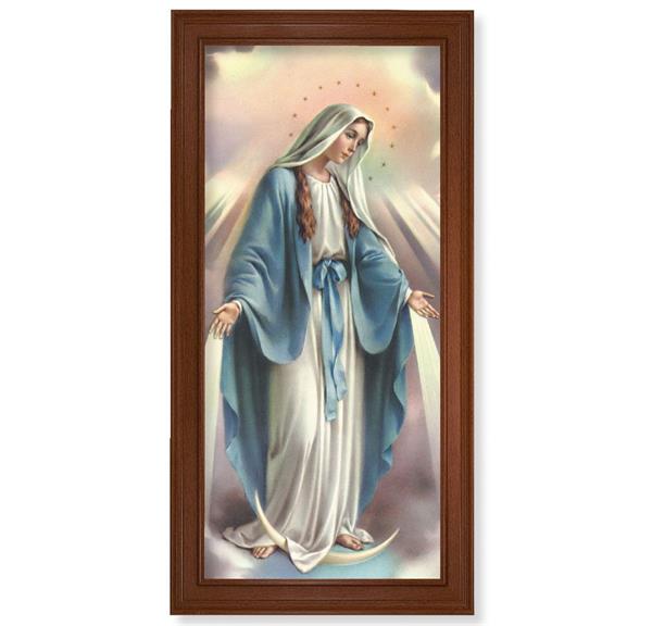 Our Lady of Grace Picture, 17-1/4"x33-1/4 Natural Walnut Finish Fluted Frame, Textured Italian Print # 22156