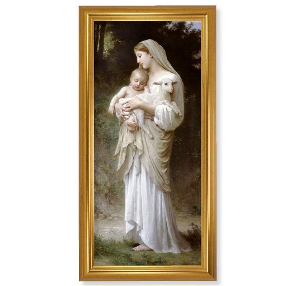 Bouguereau Divine Innocence Picture, 17-1/4"x33-1/4 Gold Leaf Finish Grooved Frame, Textured Italian Print # 22158