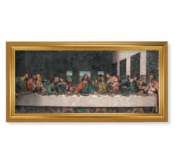 Da Vinci Last Supper Picture, 17-1/4"x33-1/4 Gold Leaf Finish Grooved Frame, Textured Italian Print # 22161