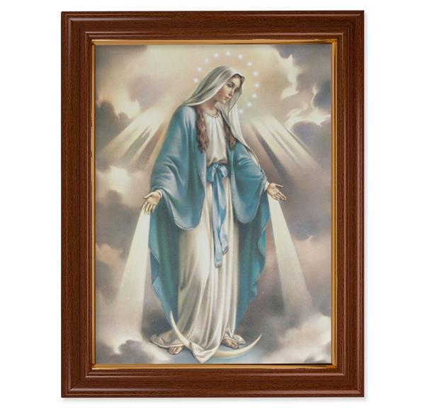 Our Lady of Grace Picture, 15-1/2"x19-1/2 Walnut Finish Frame with Thin Gold Lip, Canvas Mounted Print # 22226