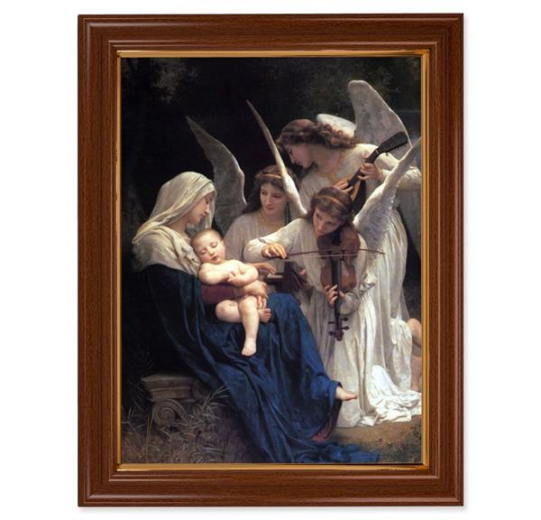 Bouguereau Heavenly Melody Picture, 15-1/2"x19-1/2 Walnut Finish Frame with Thin Gold Lip, Textured Italian Print # 22229