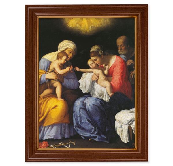 St. Anne, John The Baptist and Holy Family, 15-1/2"x19-1/2 Walnut Finish Frame with Thin Gold Lip, Textured Italian Print # 22236