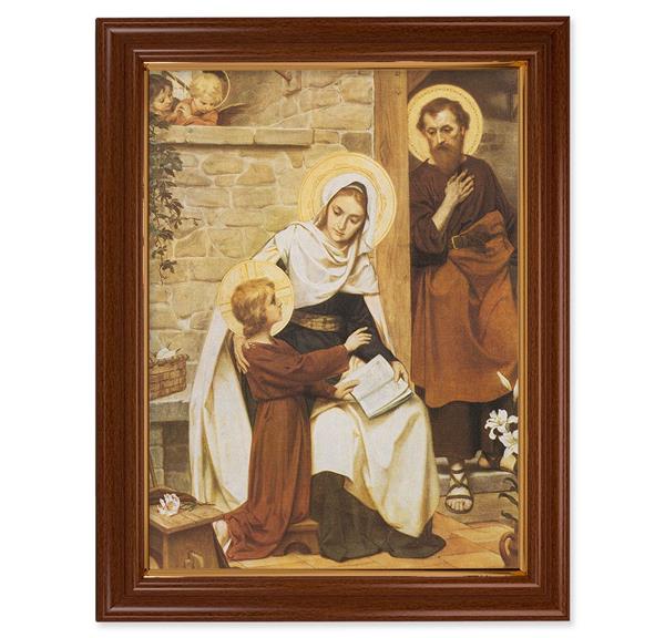 Holy Family in Nazareth Picture, 15-1/2"x19-1/2 Walnut Finish Frame with Thin Gold Lip, Textured Italian Print # 22246