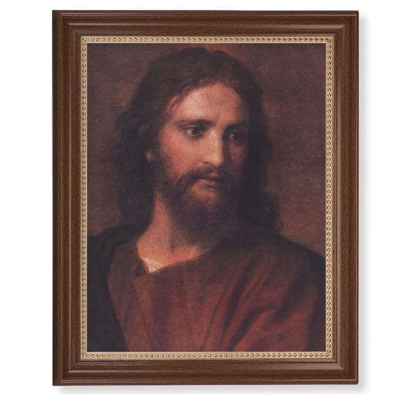 Hofmann: Christ at 33 Picture, 13-1/2"x16-9/16 Walnut Finish Frame with Gold Beaded Lip, Textured Italian Print # 22263