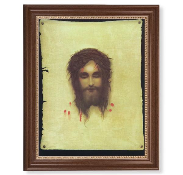 Max: Veronica's Veil Picture, 13-1/2"x16-9/16 Walnut Finish Frame with Gold Beaded Lip, Textured Italian Print # 22279