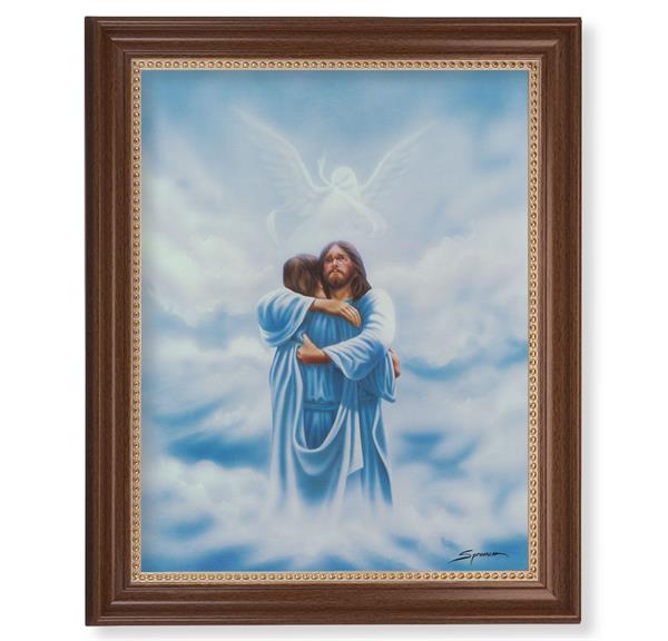 Welcome Home - The Reunion Picture, 13-1/2"x16-9/16 Walnut Finish Frame with Gold Beaded Lip, Textured Italian Print # 22285