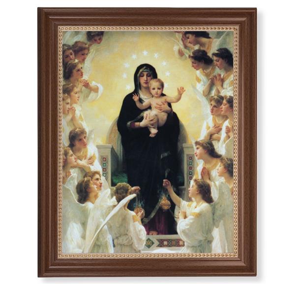 Bouguereau: Quen of The Angels Picture, 13-1/2"x16-9/16 Walnut Finish Frame with Gold Beaded Lip, Textured Italian Print # 22327
