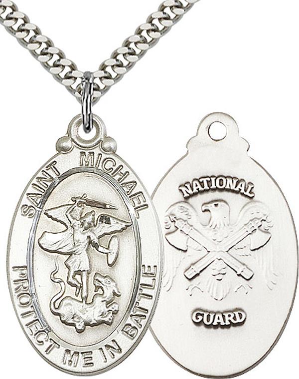 St. Michael / National Guard Medal, 1-1/8" tall, Fine Pewter, Your Choice of Chain, # 2270