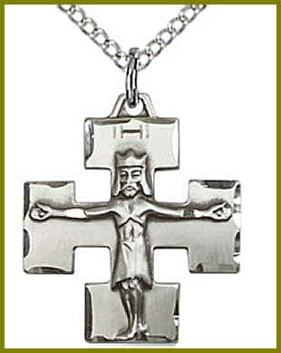 3/4" Modern Crucifix in Sterling Silver, Your Choice of Chain, # 2280