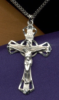 1-1/4" Sterling Silver Crucifix, Your Choice of Chain, # 2286