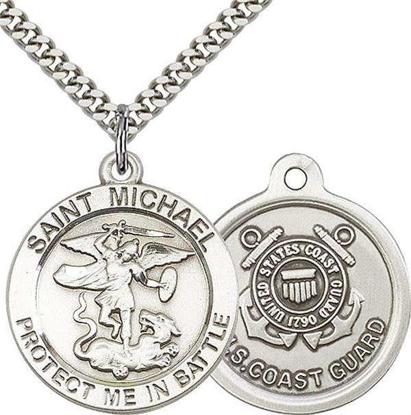 St. Michael / Coast Guard Medal, 1" dia., Fine Pewter, Your Choice of Chain, # 2288