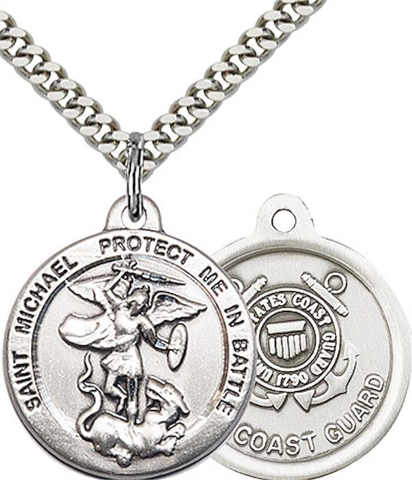 St. Michael / Coast Guard Medal, Fine Pewter, 3/4" dia., Your Choice of Chain, # 2305