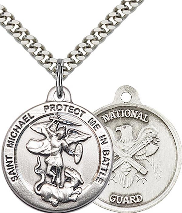 St. Michael / National Guard Medal, Fine Pewter, 3/4" dia., Your Choice of Chain, # 2309