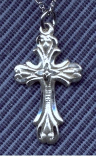 Sterling Silver Floral Cross, 1", Your Choice of Chain, # 2315