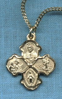 3/4" 4-Way Medal, 14kt Gold Filled, Your Choice of Chain # 2325