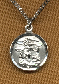 Small St. Michael Sterling Medal, Your Choice of Chain, # 2330