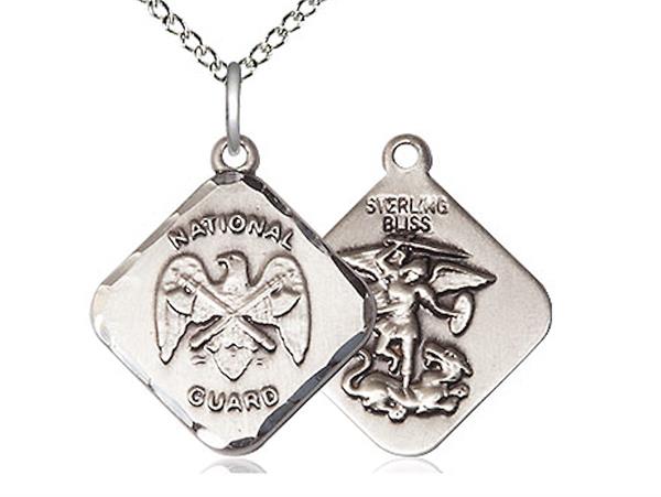 St. Michael / National Guard Medal, Sterling Silver, 11/16" tall, Your Choice of Chain, # 2332