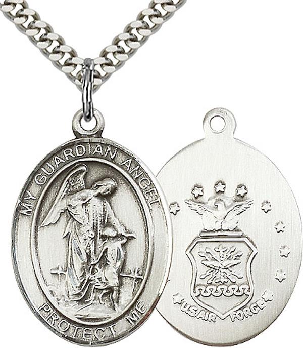Guardian Angel / Air Force Medal, 1" tall, Fine Pewter, Your Choice of Chain, # 2346