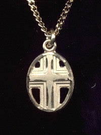 Terraced Oval Cross, 1/2", 14kt Gold Filled, Your Choice of Chain, # 23706