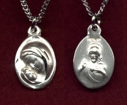 Madonna & Child Oval Medal 9/16" Sterling, Your Choice of Chain # 2389