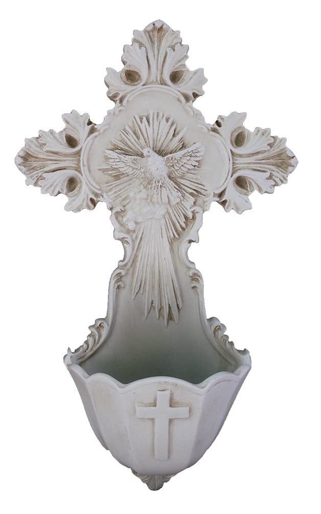 6" Antiqued Resin Ornate Holy Spirit Water Font, 2-Count Value Pack, # 99389