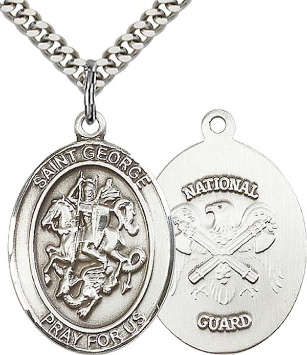 St. George / National Guard Medal, 3/4" tall, Fine Pewter, Your Choice of Chain, # 2404