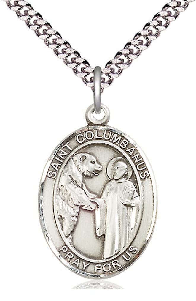 St. Columbanus Medal in Fine Pewter, 1" tall, Your Choice of Chain, # 5123