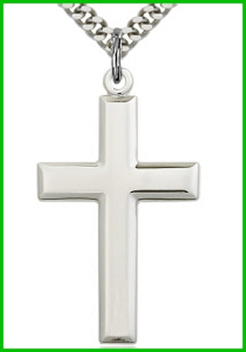 1-3/8" Simple Cross, Sterling Silver, Your choice of chain, # 2419
