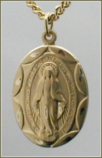 Miraculous Medal - 14kt Gold Filled, 11/16in. x 15/16in., Your Choice of Chain # 2427