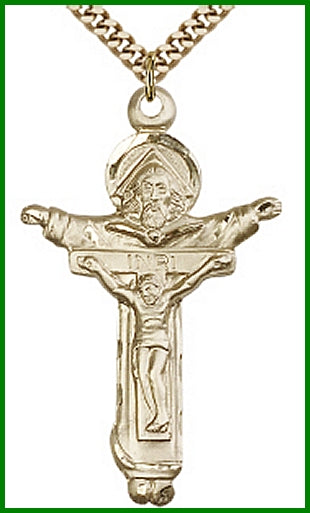 1-3/4" Trinity Crucifix in 14kt Gold Filled, Your Choice of Chain, # 2439