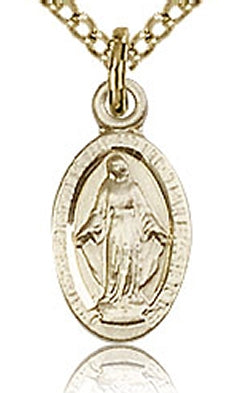 Miraculous Medal 7/16" 14kt Gold Filled, Your Choice of Chain # 24743