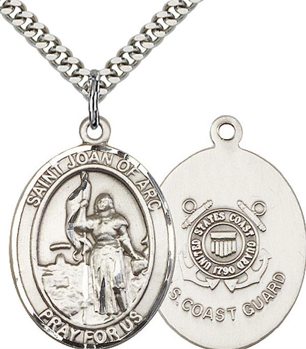 St. Joan of Arc Coast Guard Medal, 1" tall, Fine Pewter, Your Choice of Chain, # 2479
