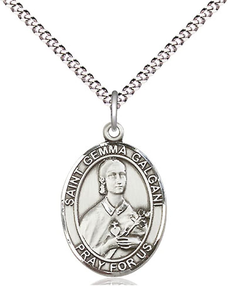 St. Gemma Galgani Medal in Fine Pewter, 3/4" tall, Your Choice of Chain # 17045