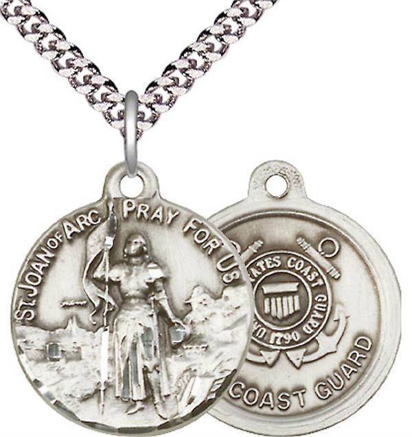 St. Joan of Arc Coast Guard Medal, 13/16" dia., Fine Pewter, Your Choice of Chain, # 2502