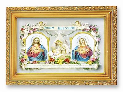 Antique Gold Frame, 5.75"x7.25" overall, Under Glass, Room Blessing, # 2523