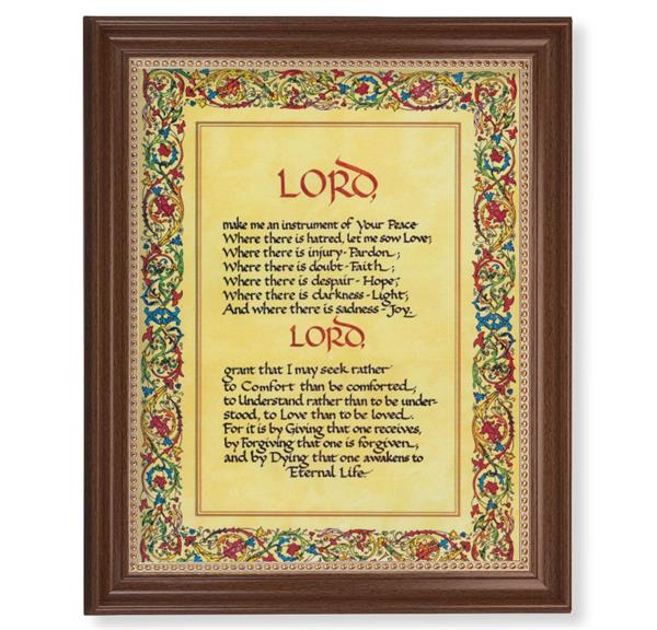 The Lord's Prayer Picture, 13-1/2"x16-9/16 Walnut Finish Frame with Gold Beaded Lip, Textured Italian Print # 25231