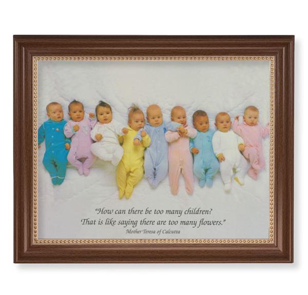 St. Teresa of Calcutta Quote Picture, 13-1/2"x16-9/16 Walnut Finish Frame with Gold Beaded Lip, Textured Italian Print # 25232