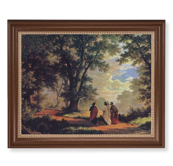 Zund: Way to Emmaus Picture, 13-1/2"x16-9/16 Walnut Finish Frame with Gold Beaded Lip, Textured Italian Print # 25234