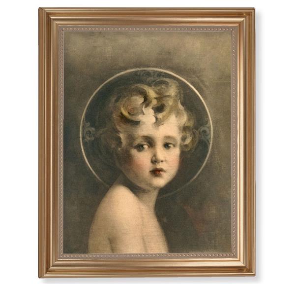 Chambers: Light of The World Picture, 13-1/2"x16-9/16 Gold-Leaf Fluted Frame with Beaded Lip, Textured Italian Print # 25259