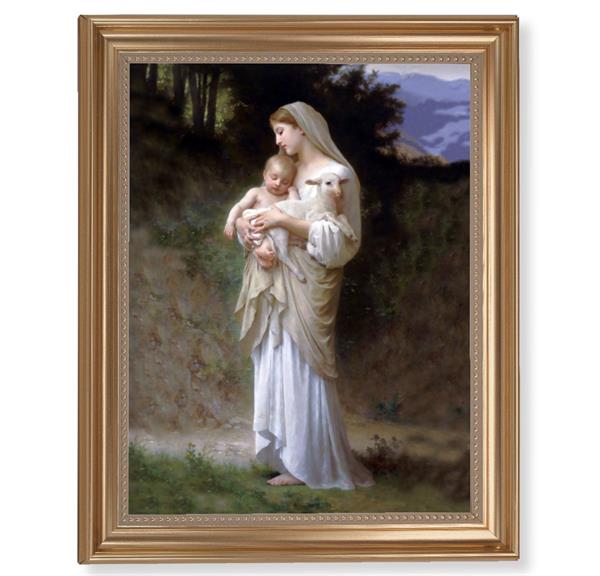 Bouguereau: Divine Innocence Picture, 13-1/2"x16-9/16 Gold-Leaf Fluted Frame with Beaded Lip, Textured Italian Print # 25275