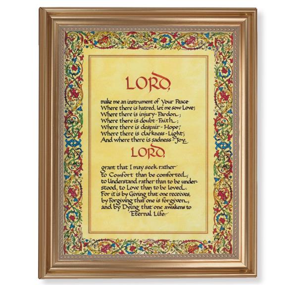 The Lord's Prayer Picture, 13-1/2"x16-9/16 Gold-Leaf Fluted Frame with Beaded Lip, Textured Italian Print # 25326