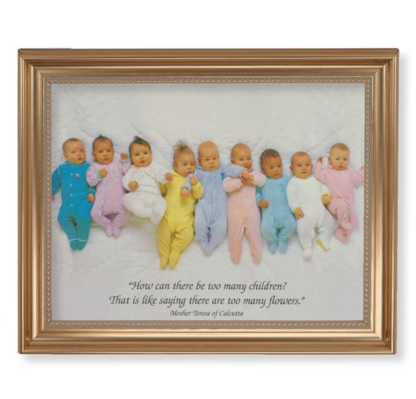 St. Teresa of Calcutta Quote Picture, 13-1/2"x16-9/16 Gold-Leaf Fluted Frame with Beaded Lip, Textured Italian Print # 25327